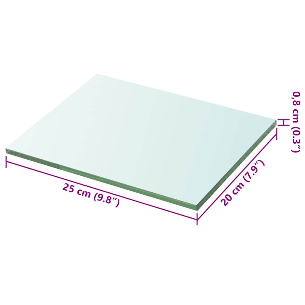 Shelves 2 pcs Panel Glass Clear 20x25 cm
