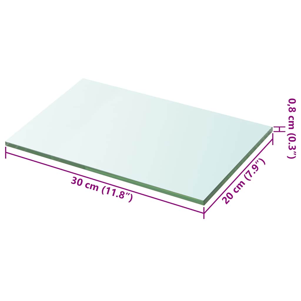 Shelves 2 pcs Panel Glass Clear 20x30 cm