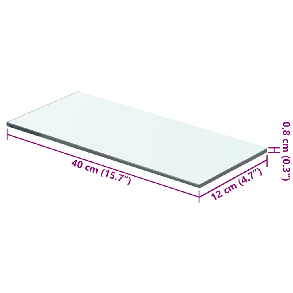 Shelves 2 pcs Panel Glass Clear 40x12 cm