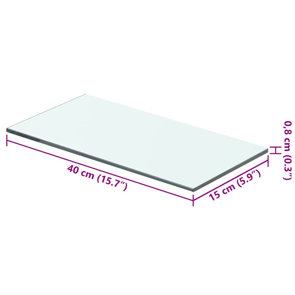 Shelves 2 pcs Panel Glass Clear 40x15 cm