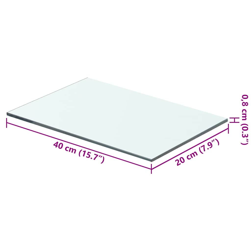 Shelves 2 pcs Panel Glass Clear 40x20 cm