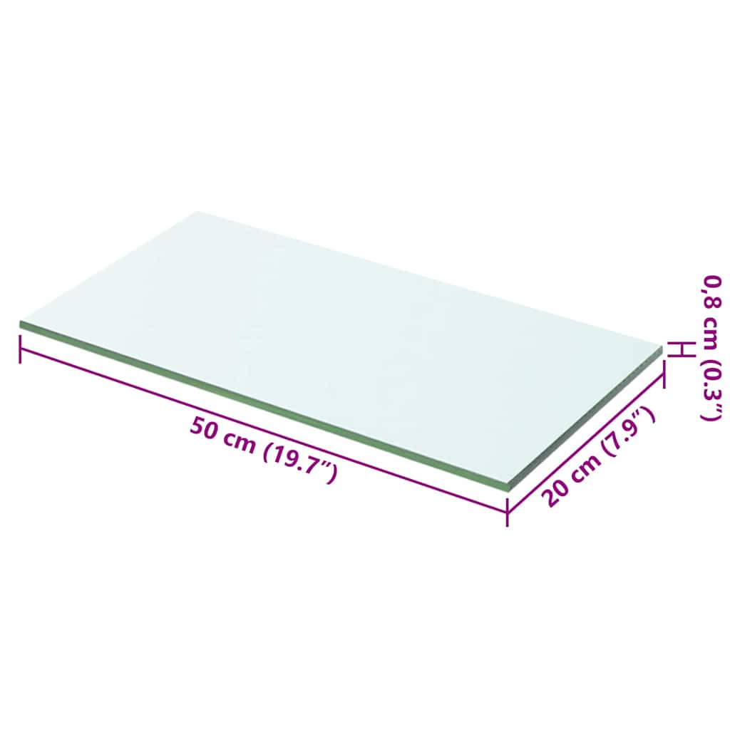 Shelves 2 pcs Panel Glass Clear 50x20 cm