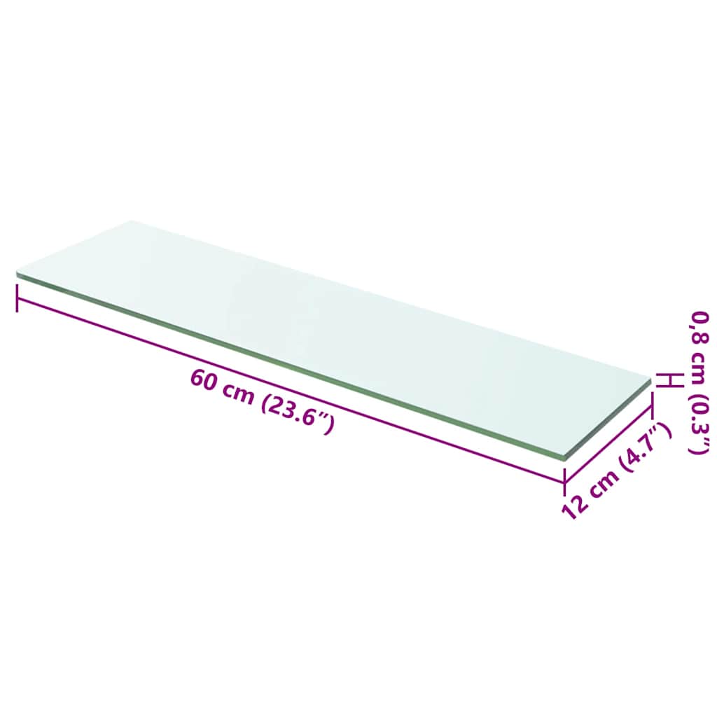 Shelves 2 pcs Panel Glass Clear 60x12 cm