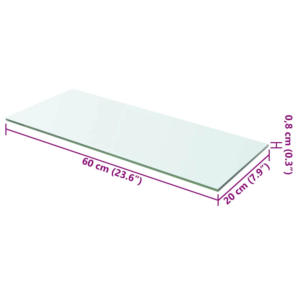Shelves 2 pcs Panel Glass Clear 60x20 cm