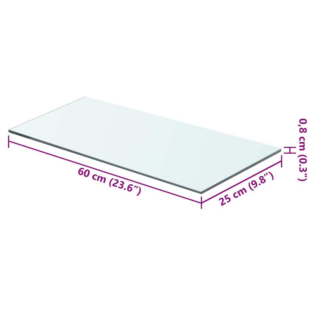 Shelves 2 pcs Panel Glass Clear 60x25 cm