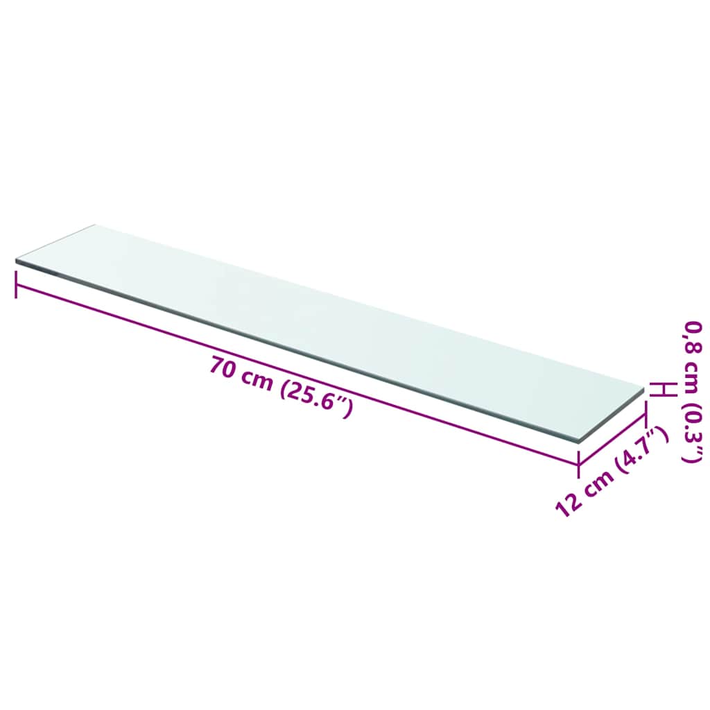 Shelves 2 pcs Panel Glass Clear 70x12 cm