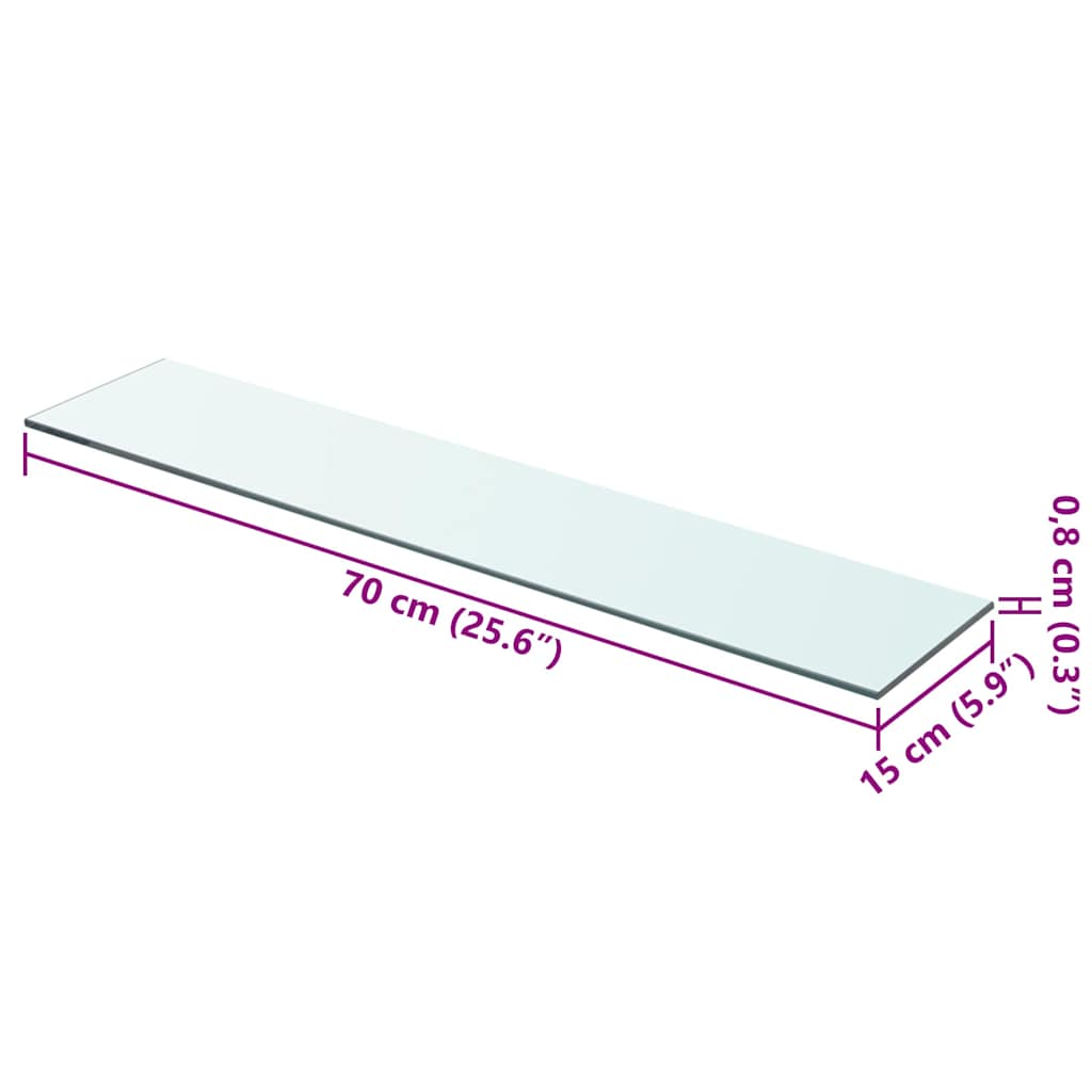 Shelves 2 pcs Panel Glass Clear 70x15 cm