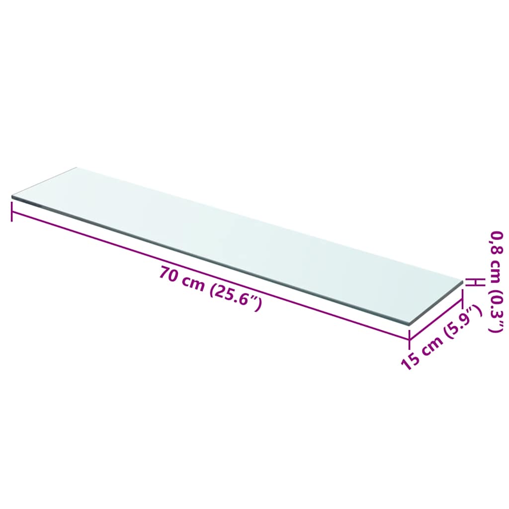 Shelves 2 pcs Panel Glass Clear 70x15 cm