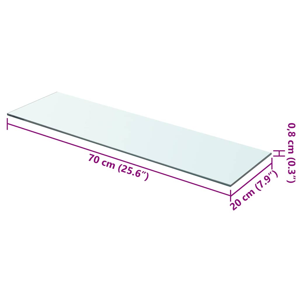Shelves 2 pcs Panel Glass Clear 70x20 cm