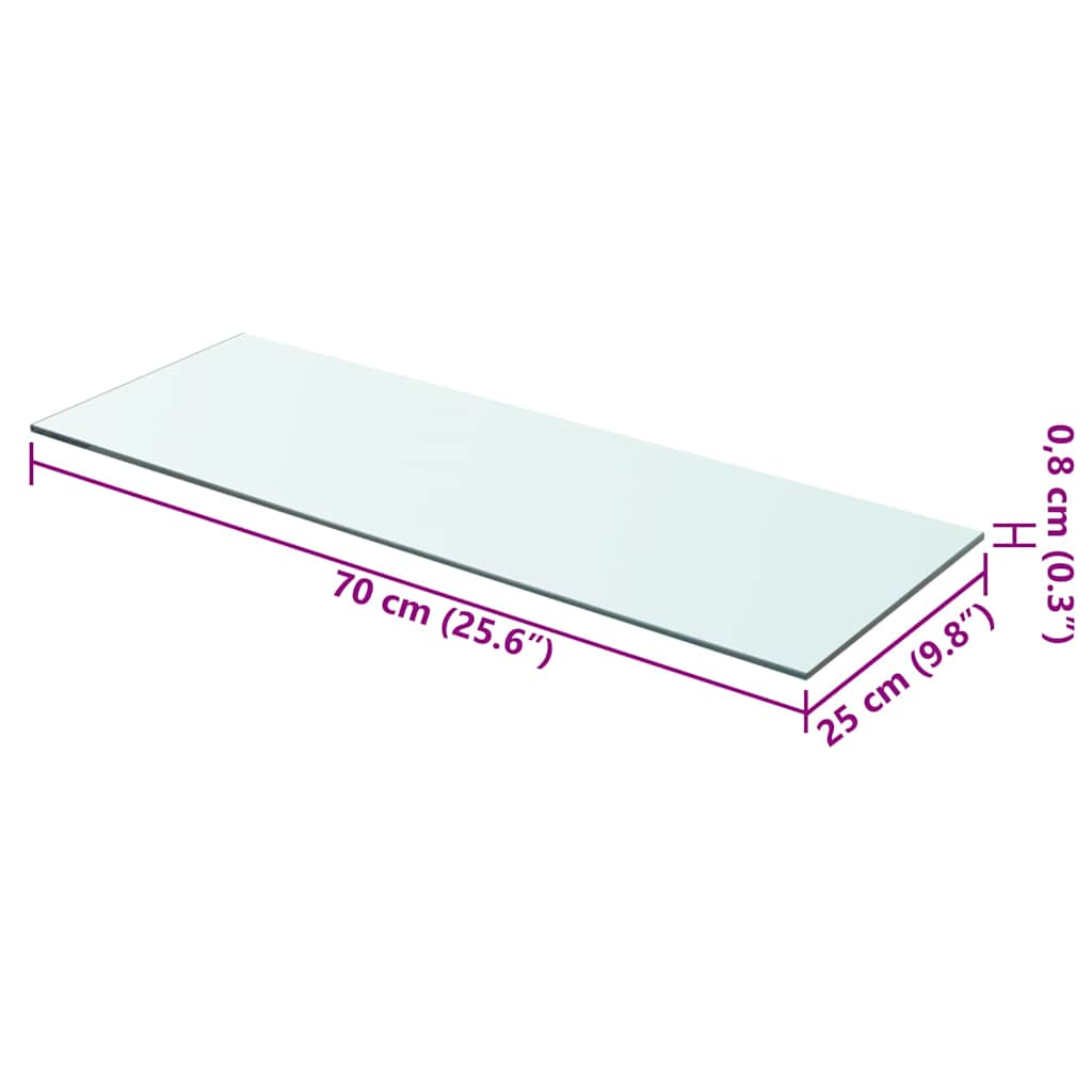 Shelves 2 pcs Panel Glass Clear 70x25 cm