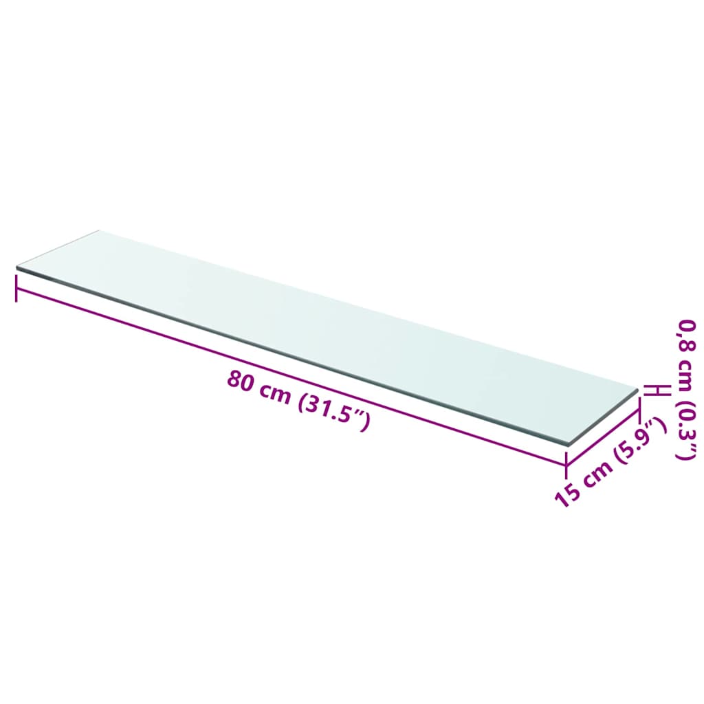 Shelves 2 pcs Panel Glass Clear 80x15 cm