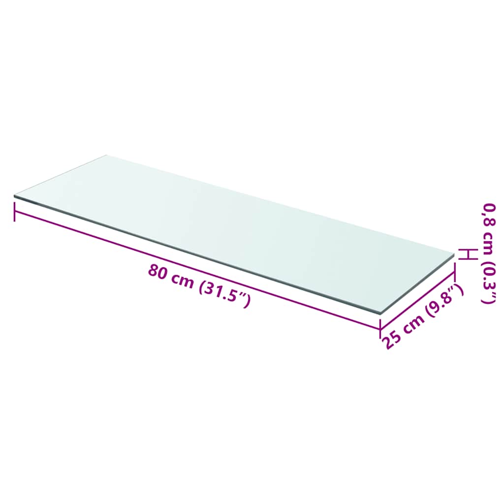 Shelves 2 pcs Panel Glass Clear 80x25 cm