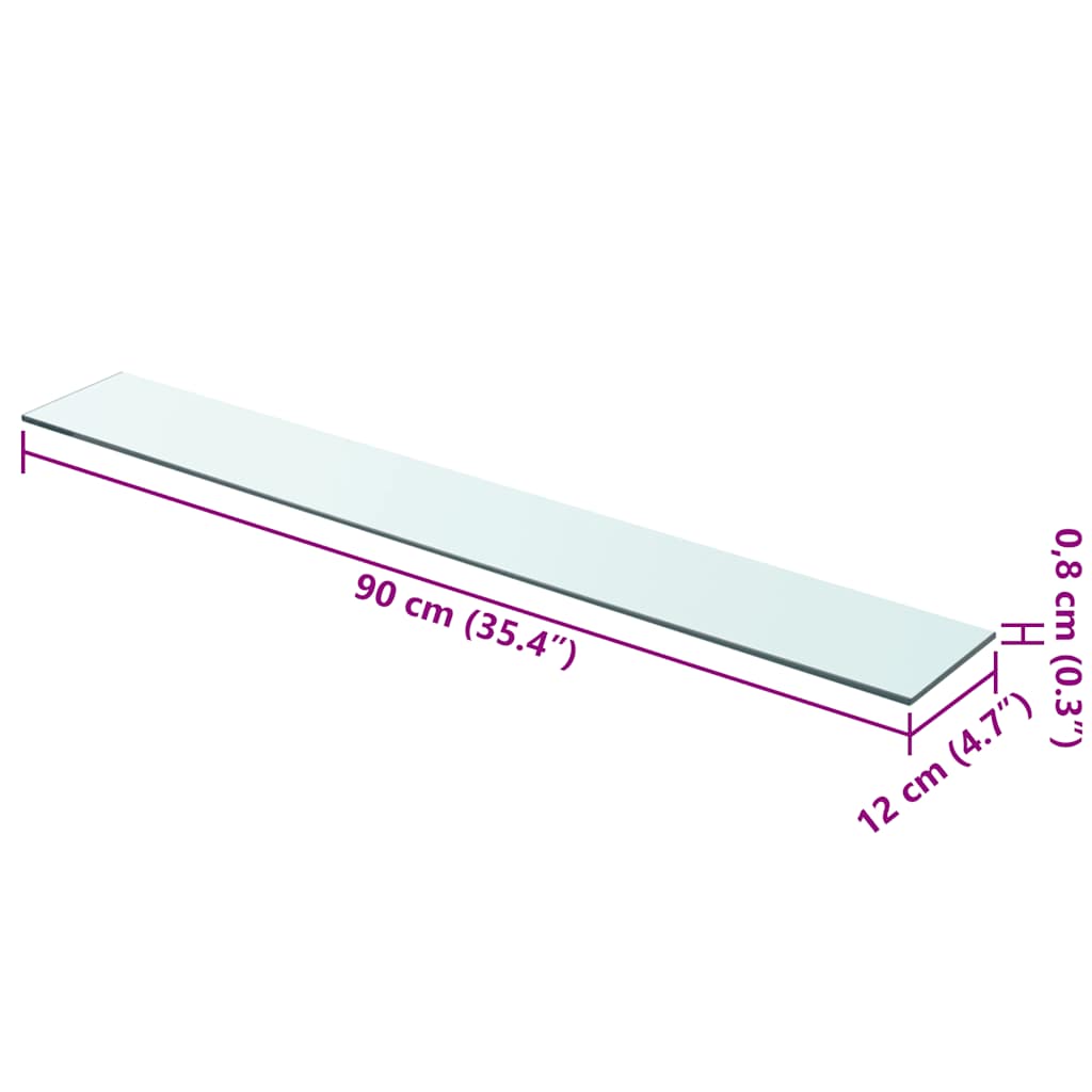 Shelves 2 pcs Panel Glass Clear 90x12 cm