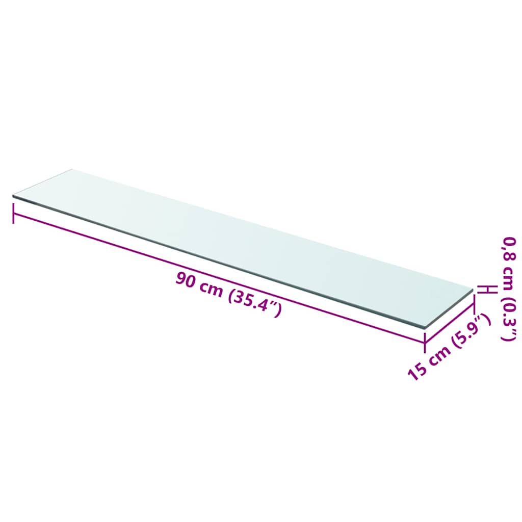 Shelves 2 pcs Panel Glass Clear 90x15 cm