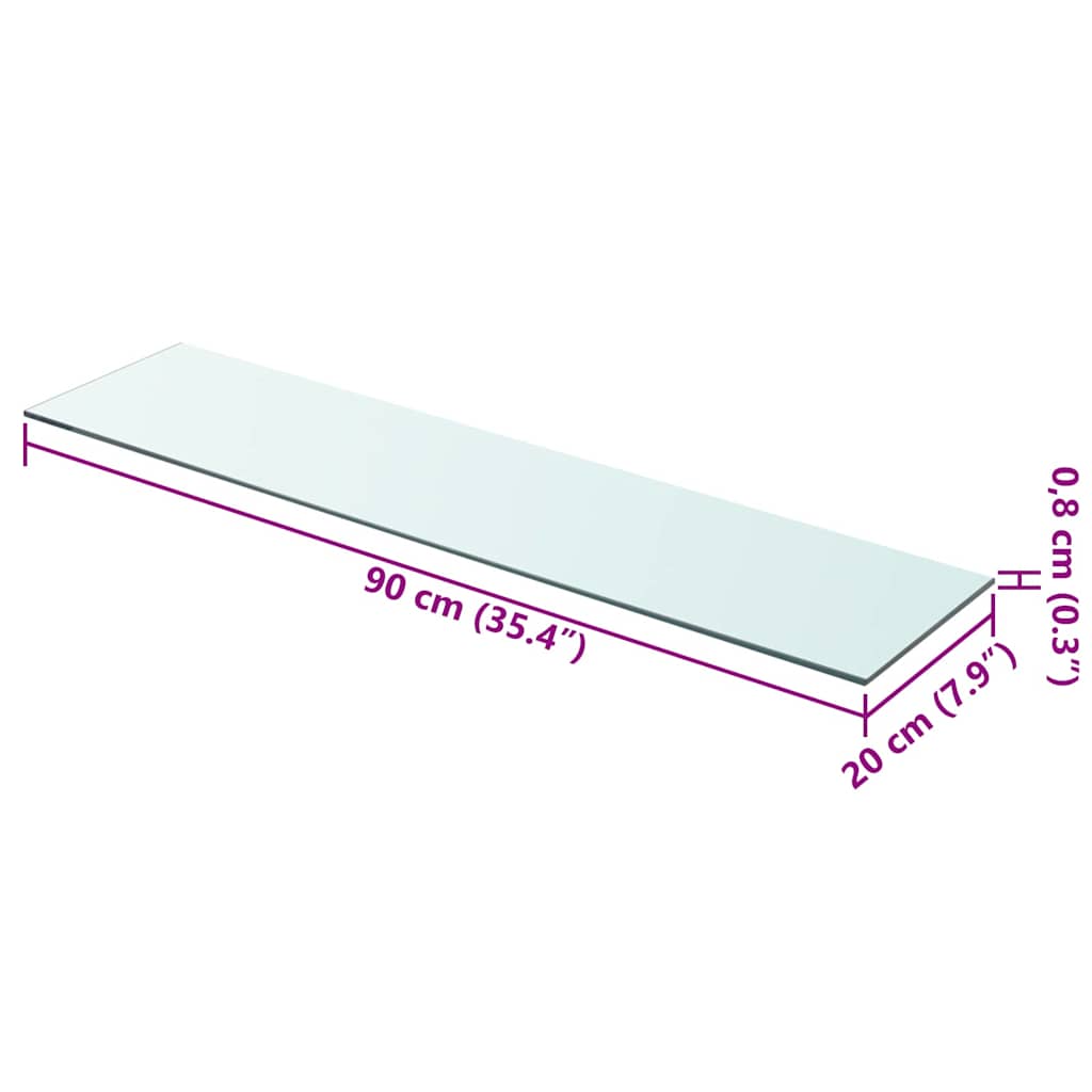 Shelves 2 pcs Panel Glass Clear 90x20 cm