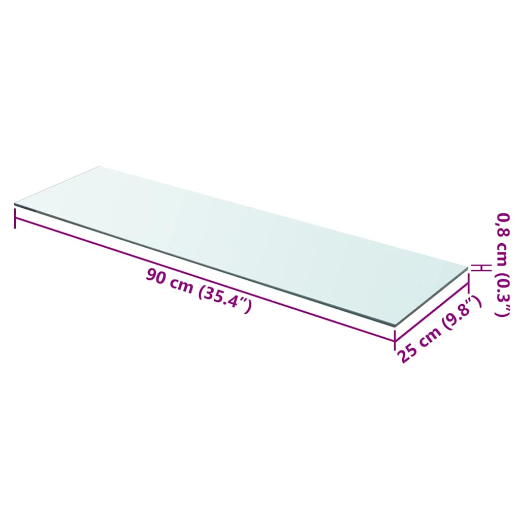 Shelves 2 pcs Panel Glass Clear 90x25 cm