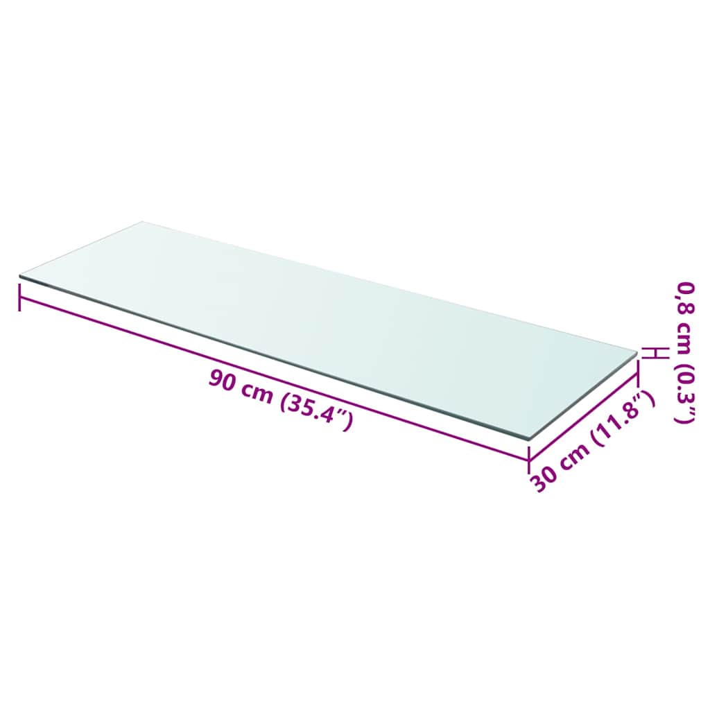 Shelves 2 pcs Panel Glass Clear 90x30 cm