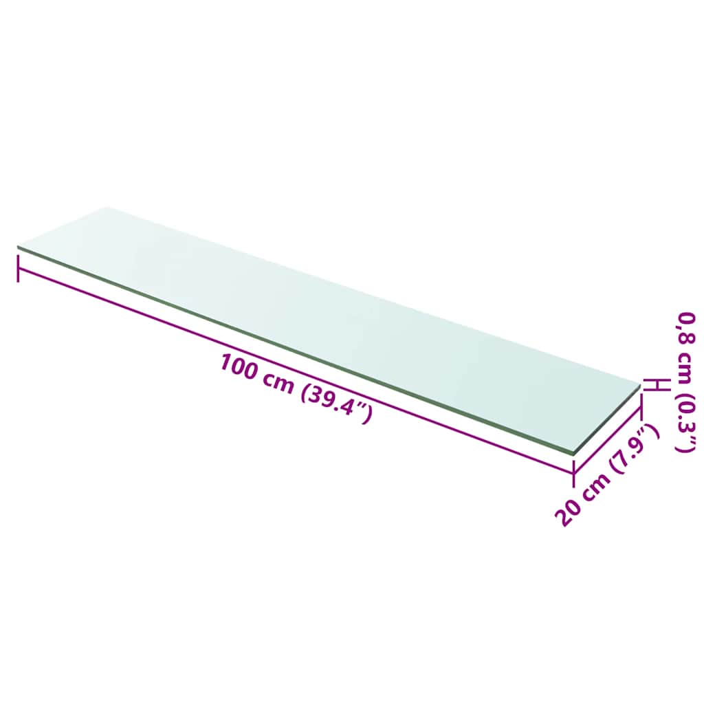 Shelves 2 pcs Panel Glass Clear 100x20 cm