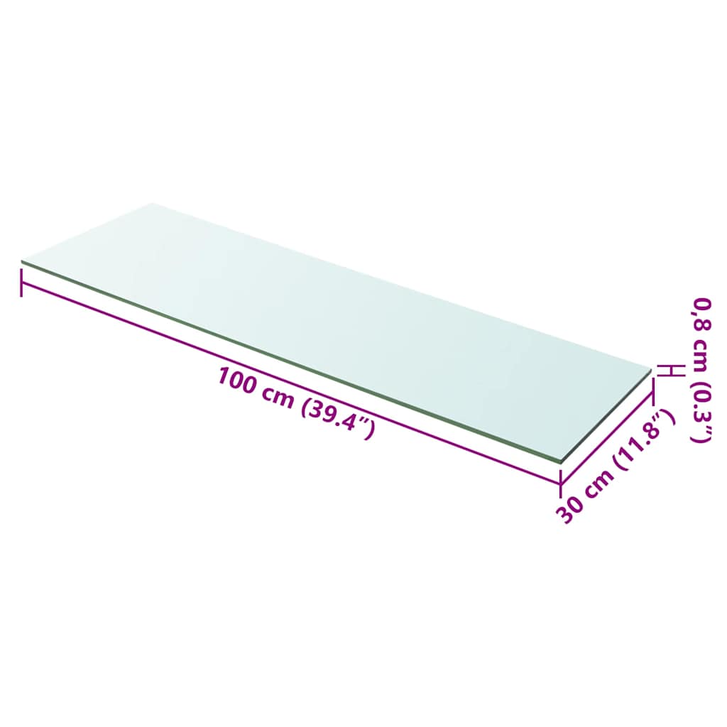Shelves 2 pcs Panel Glass Clear 100x30 cm
