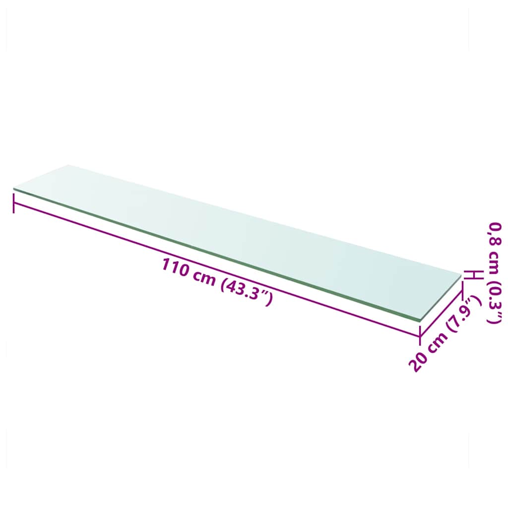 Shelves 2 pcs Panel Glass Clear 110x20 cm