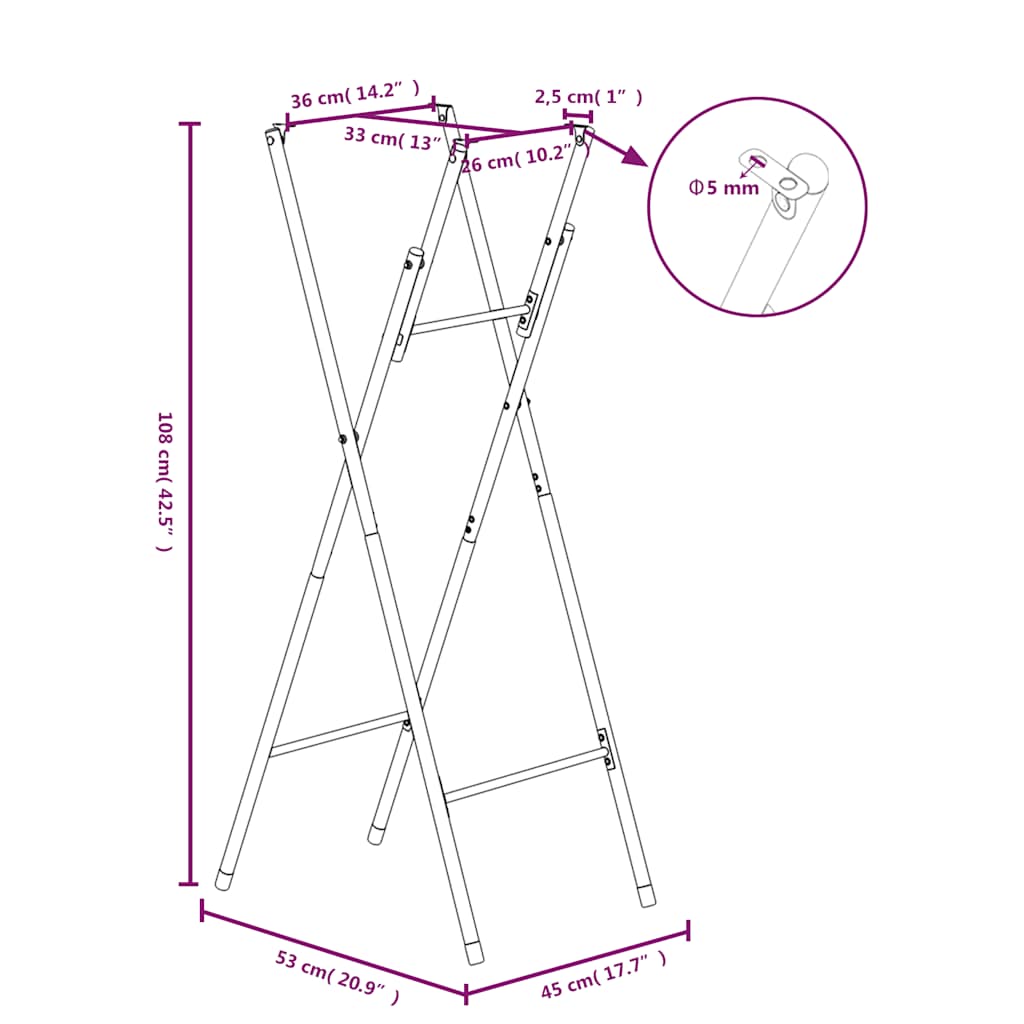 288464 vidaXL Folding Bar Table Legs Silver 45x53x108 cm Galvanised Steel