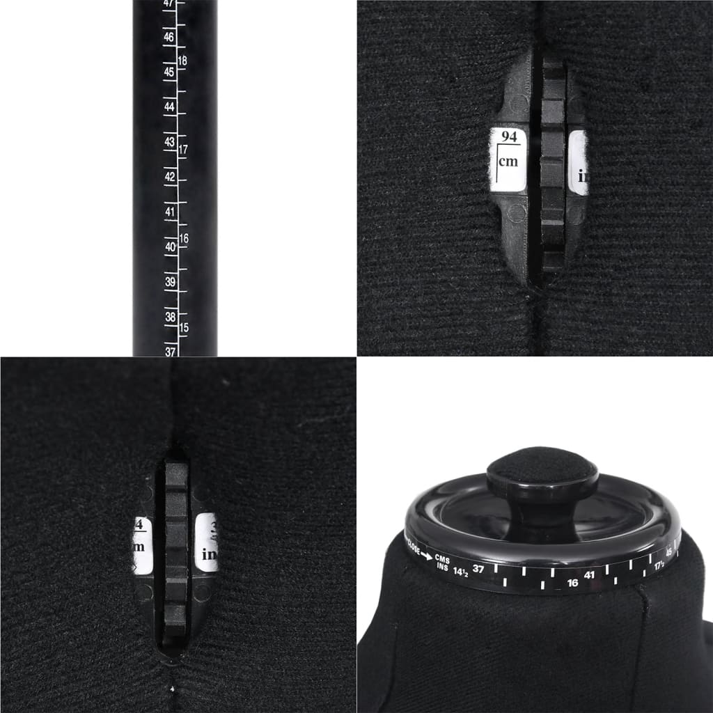 288494 vidaXL Adjustable Dress Form Male Black Size 37-45