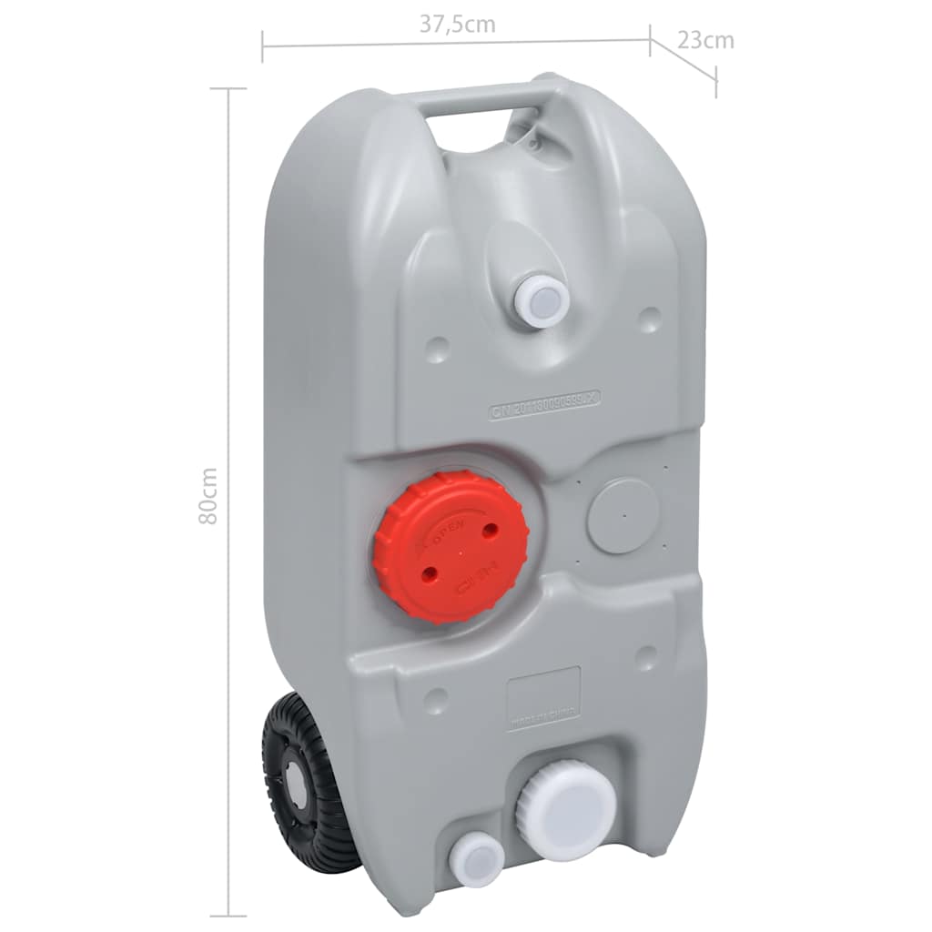 30134 vidaXL Wheeled Water Tank for Camping 40 L Grey