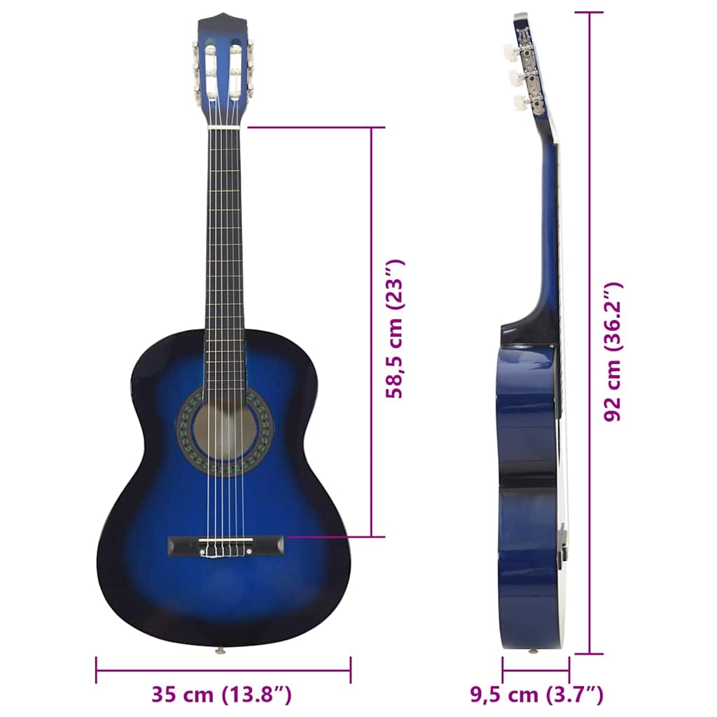 Classical Guitar for Beginner and Kids Blue 3/4 36