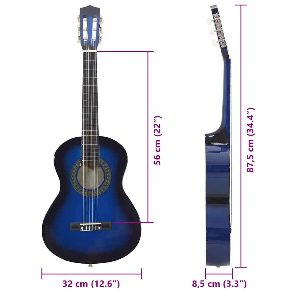 Classical Guitar for Beginner and Kids Blue 1/2 34