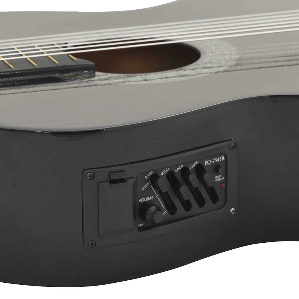 70139 vidaXL 12 Piece Western Guitar Set with Equalizer and 6 Strings Black