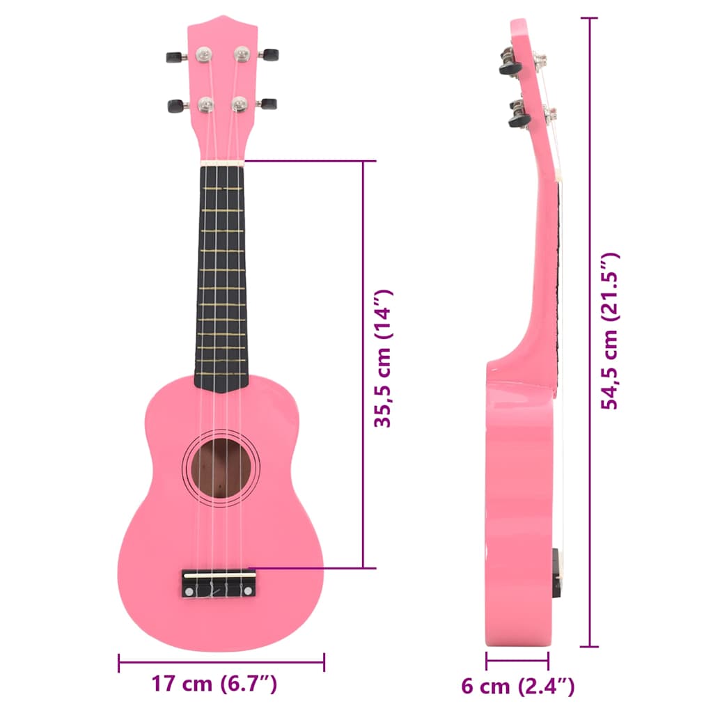 Soprano Ukulele Set with Bag for Kids Pink 21