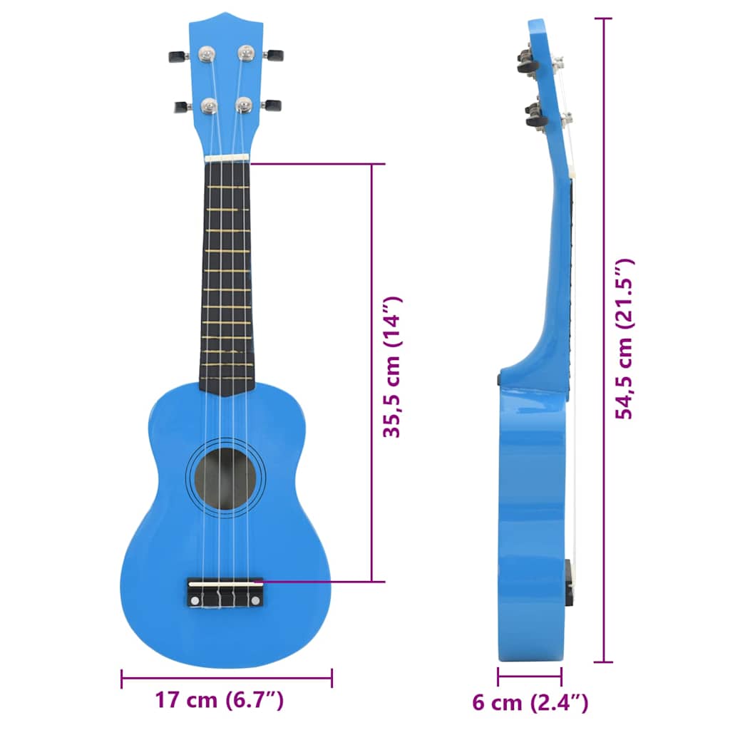 70149 vidaXL Soprano Ukulele Set with Bag for Kids Baby Blue 21