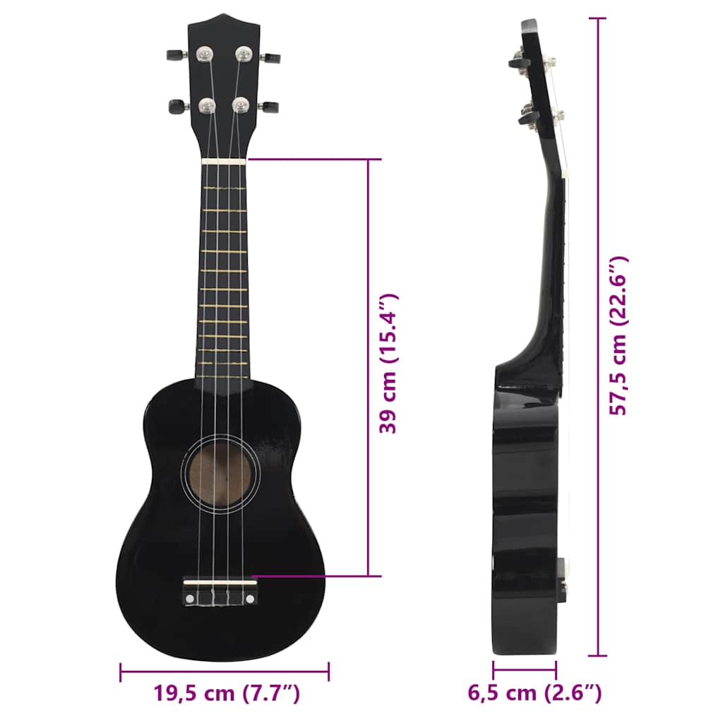 70152 vidaXL Soprano Ukulele Set with Bag for Kids Black 23