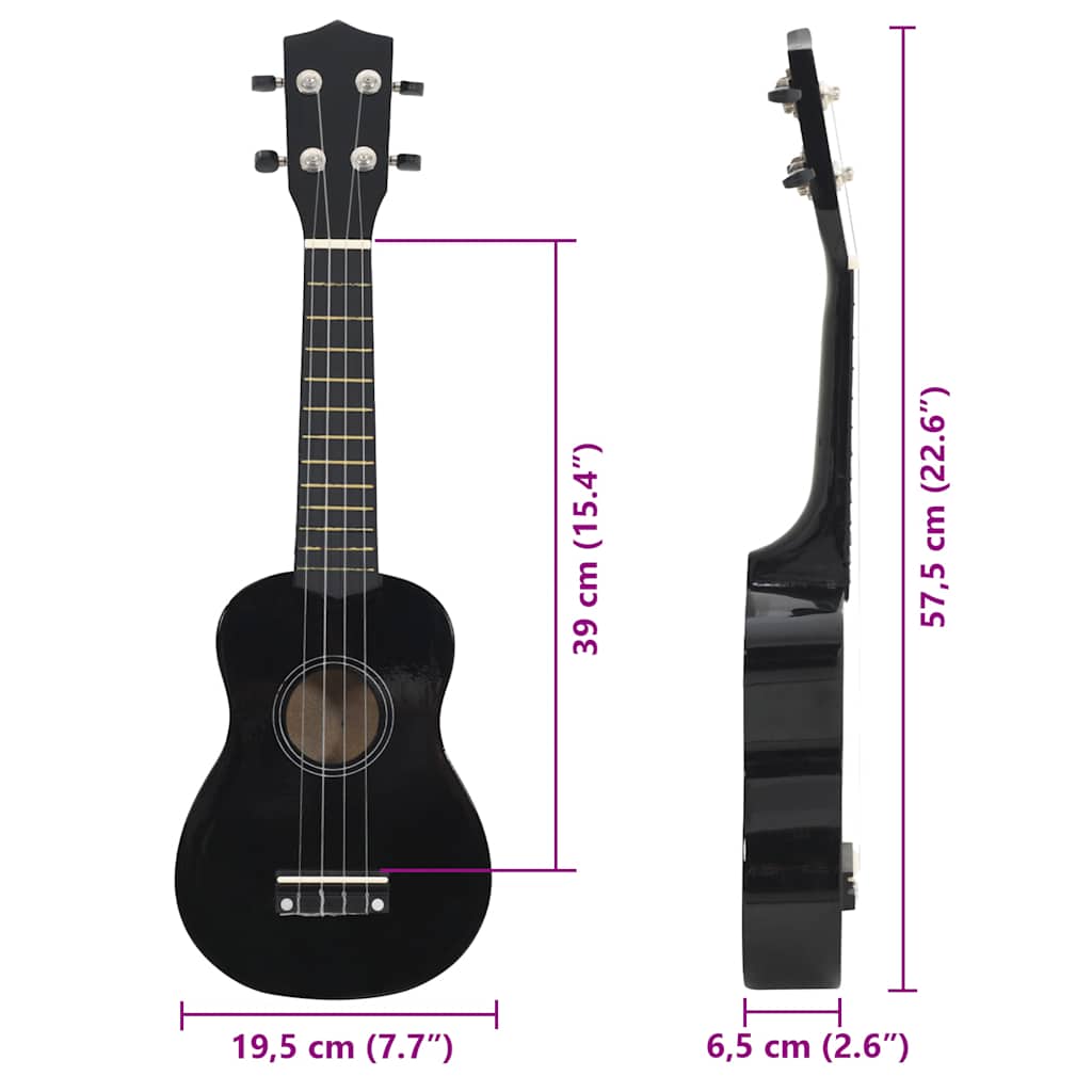 70152 vidaXL Soprano Ukulele Set with Bag for Kids Black 23
