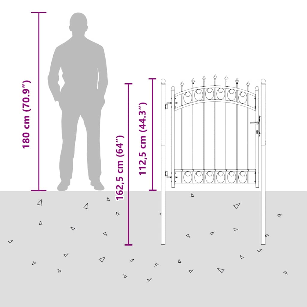 Fence Gate with Spikes Steel 100x125 cm Black
