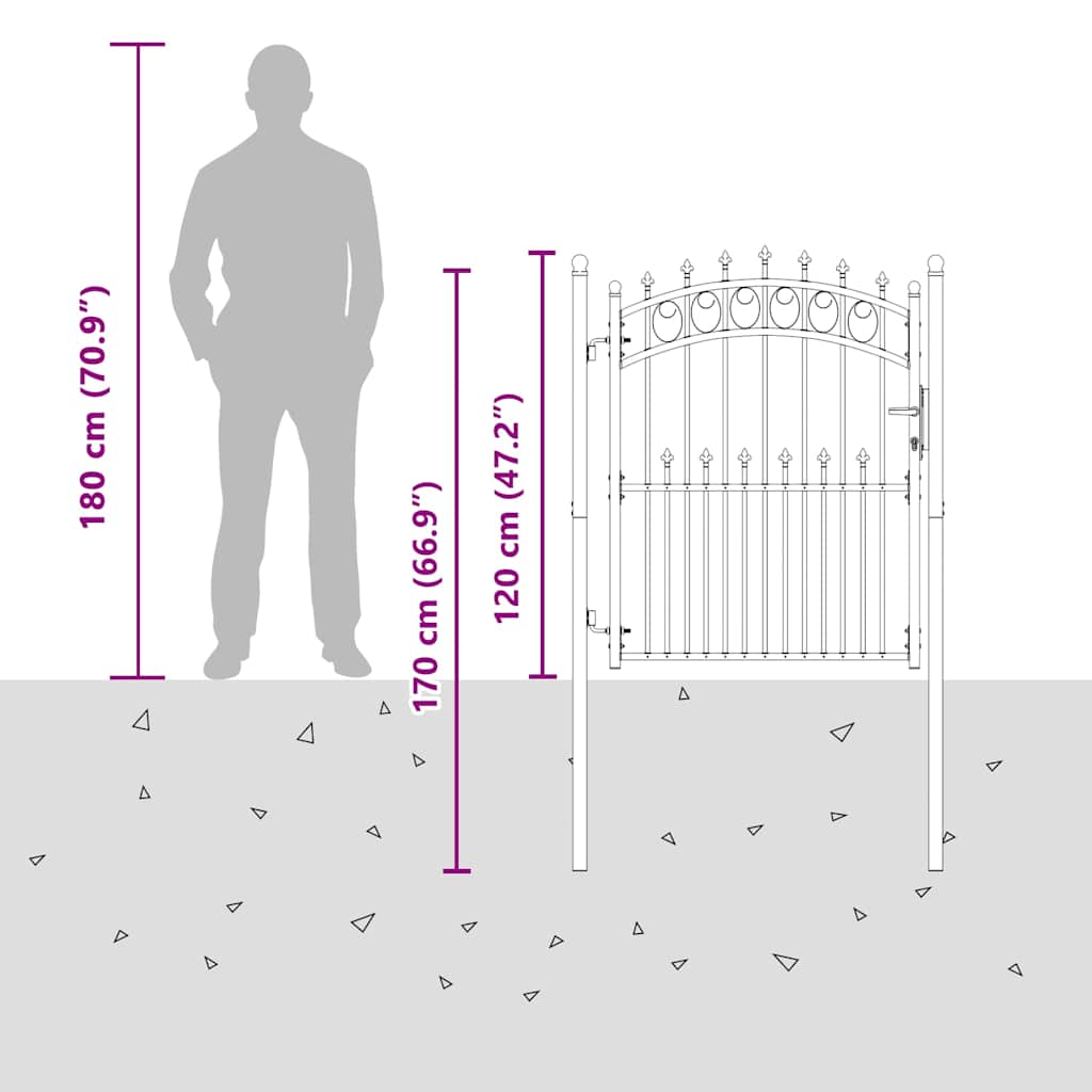 146385 vidaXL Fence Gate "EMMEN" with Spikes Steel 104x117 cm Green