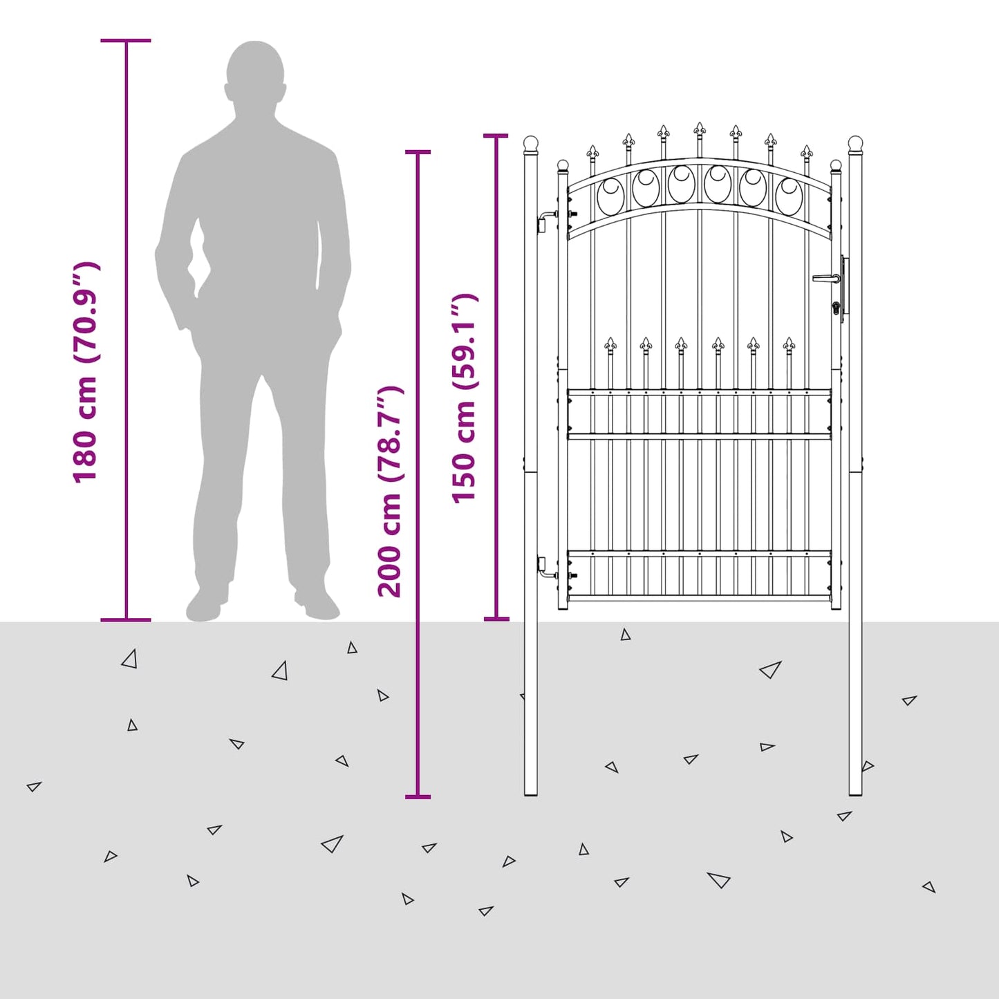 Fence Gate with Spikes EMMEN 100 x 200 cm Powder-coated steel
