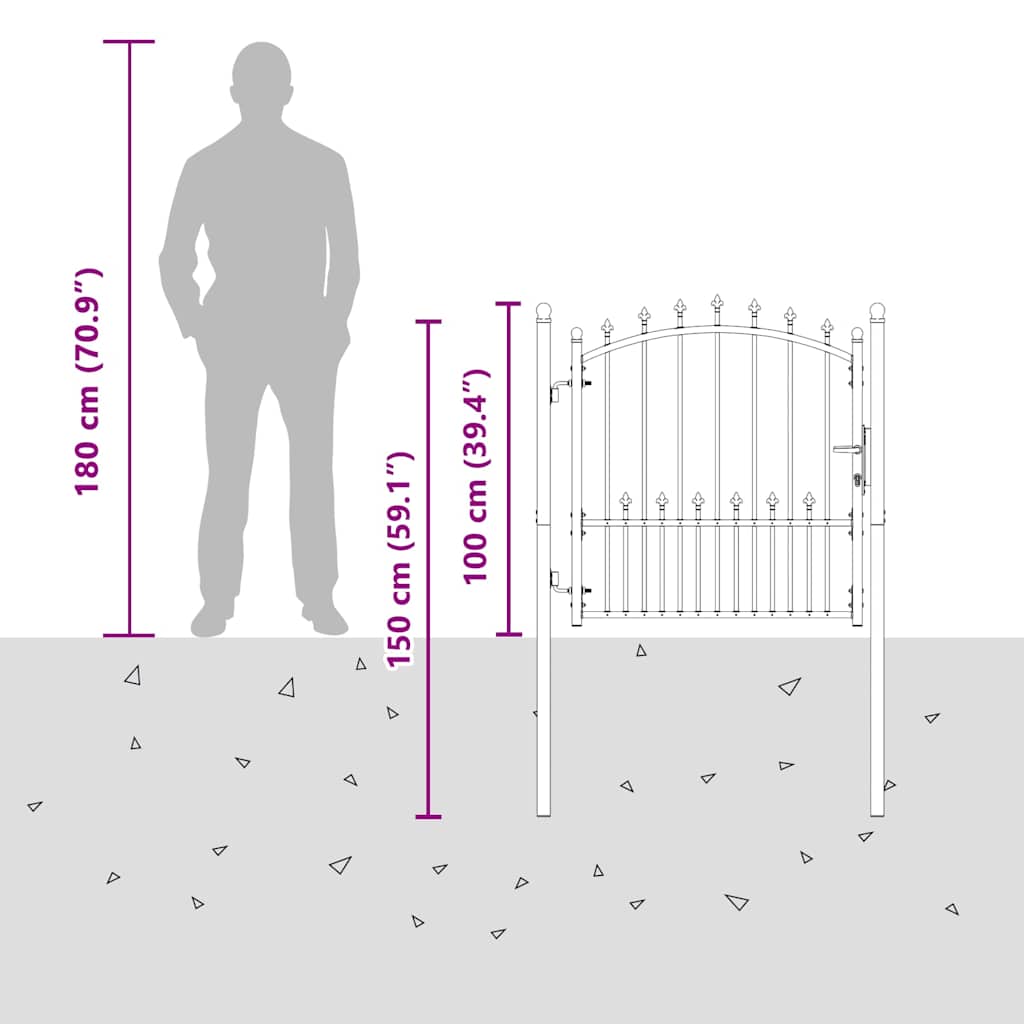 146393 vidaXL Fence Gate "EMMEN" with Spikes Steel 104x97 cm Green