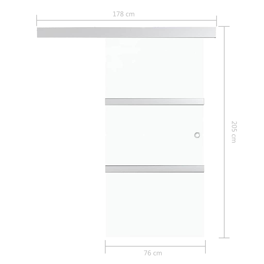 288055 vidaXL Sliding Door with Soft Stops ESG Glass and Aluminium 76x205 cm