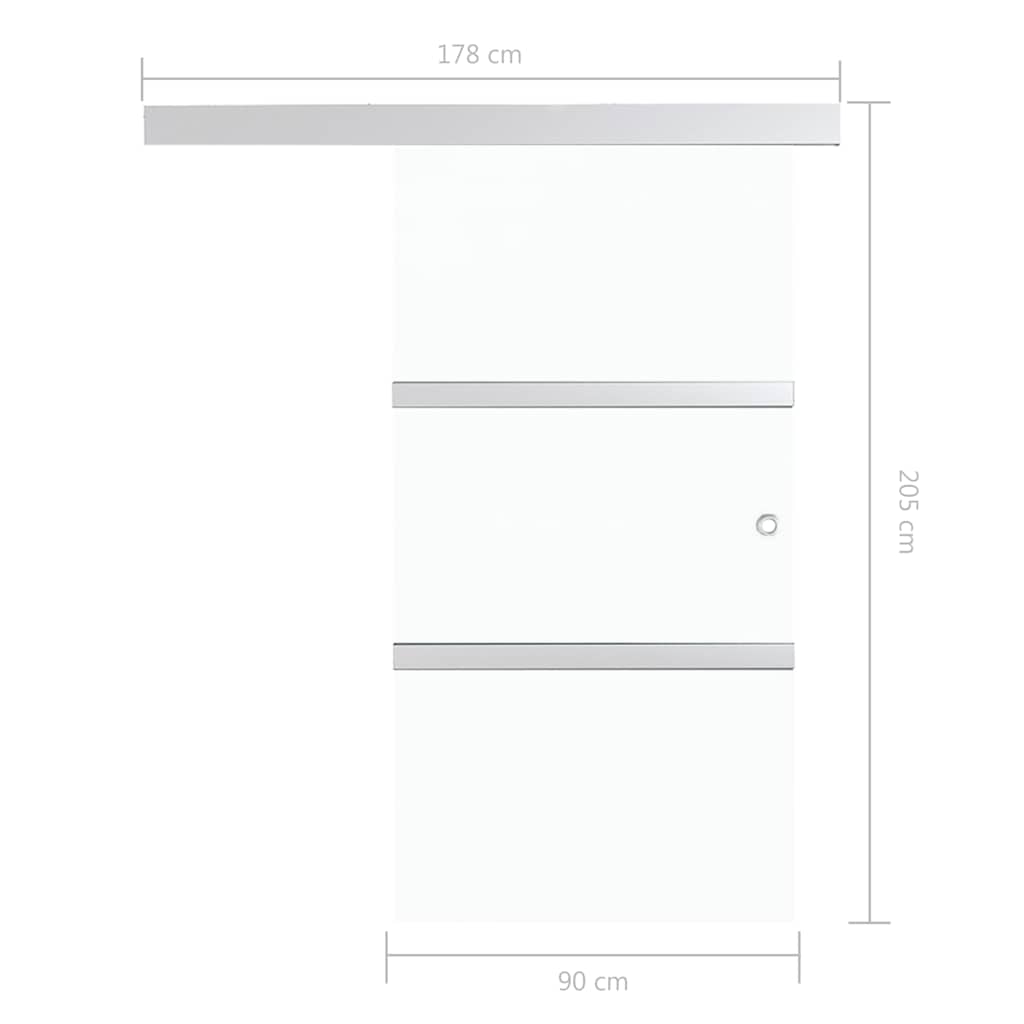 288056 vidaXL Sliding Door with Soft Stops ESG Glass and Aluminium 90x205 cm