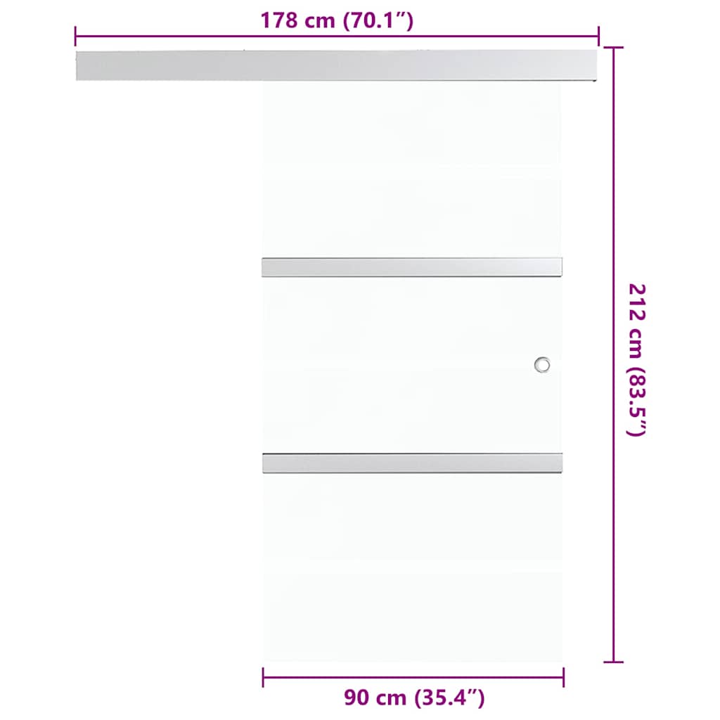 288059 vidaXL Sliding Door ESG Glass and Aluminium 90x205 cm Silver