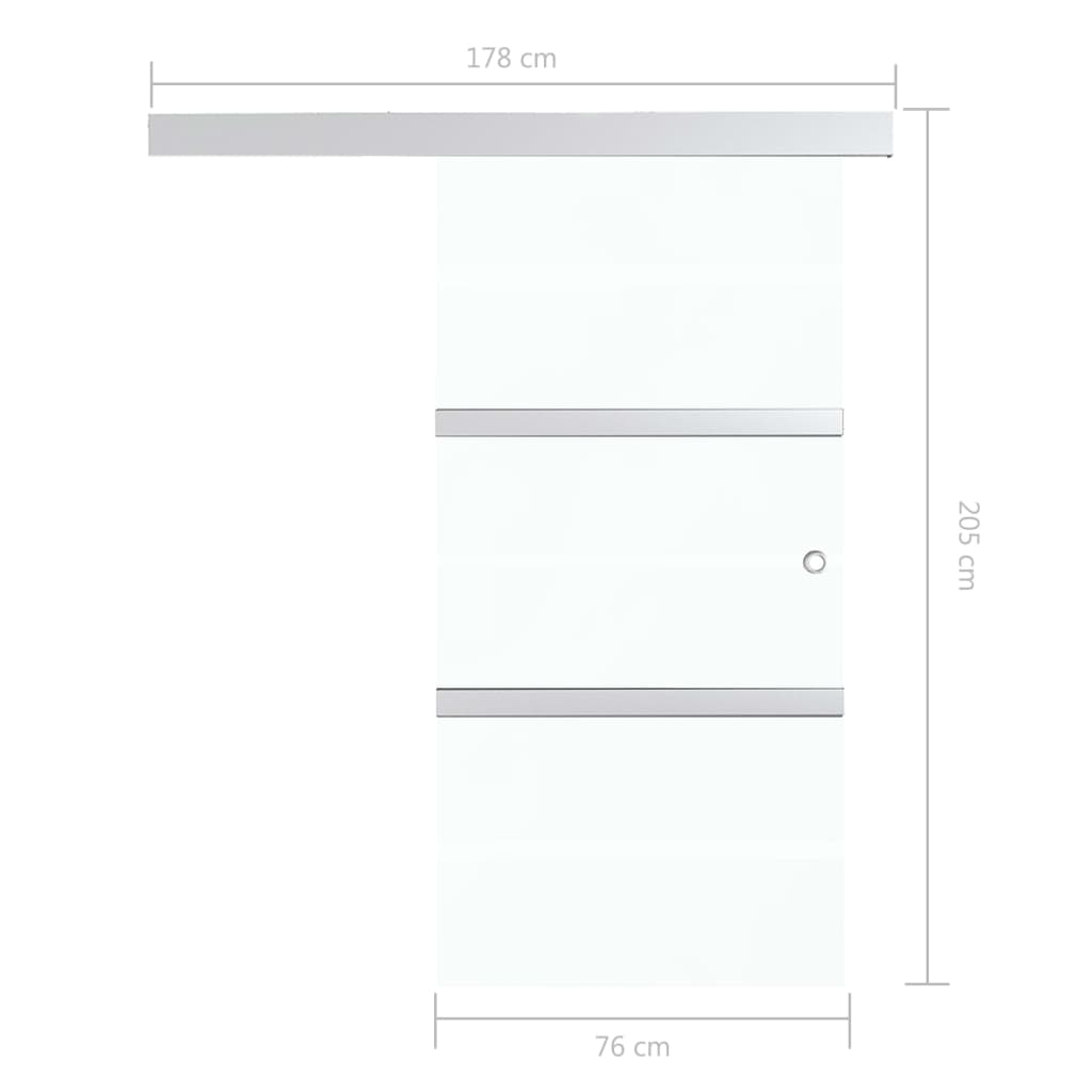 288061 vidaXL Sliding Door with Soft Stops ESG Glass and Aluminium 76x205 cm