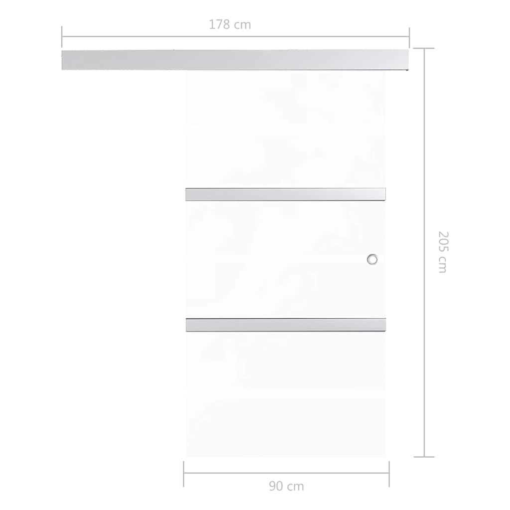 288062 vidaXL Sliding Door with Soft Stops ESG Glass and Aluminium 90x205 cm