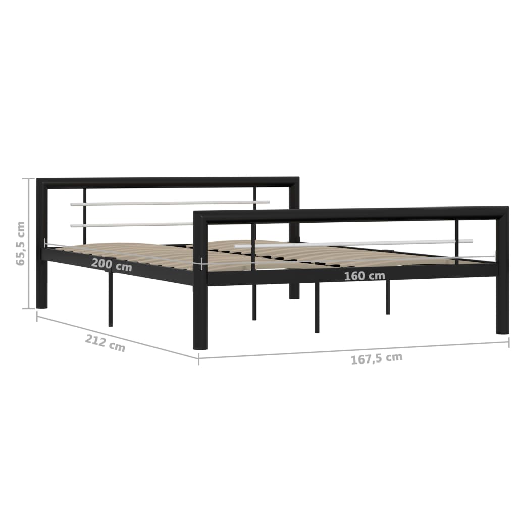 Bed Frame | Black and White | Metal | Double | Durable