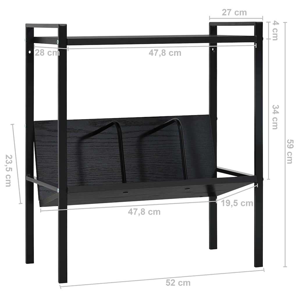 288230 vidaXL 2-Layer Book Shelf Black 52x28x59 cm Engineered Wood