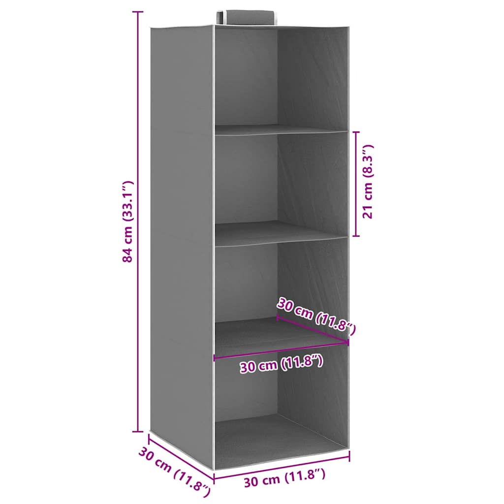Hanging Closet Organisers 2 pcs with 4 Shelves Fabric