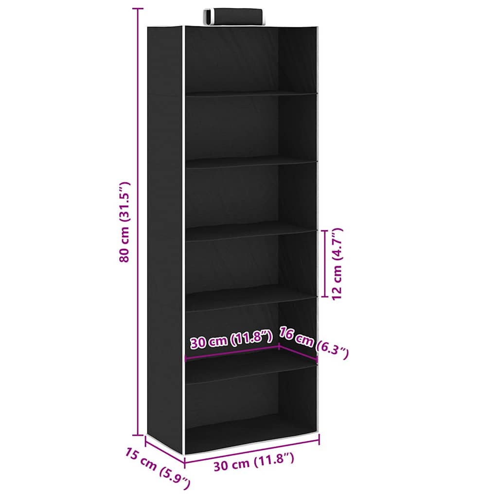 288325 vidaXL Hanging Closet Organisers 2 pcs with 6 Shelves Fabric