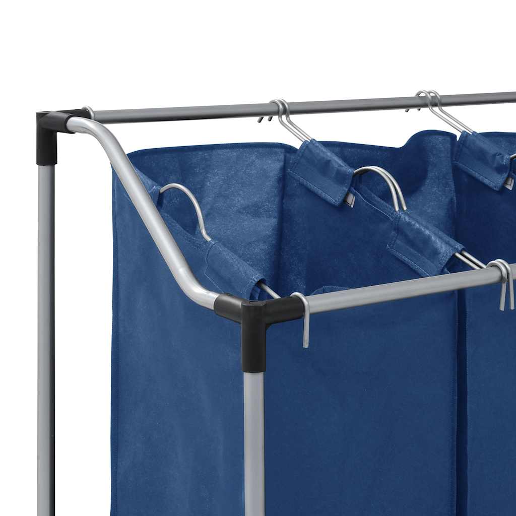 288331 vidaXL Laundry Sorter with 3 Bags Blue Steel