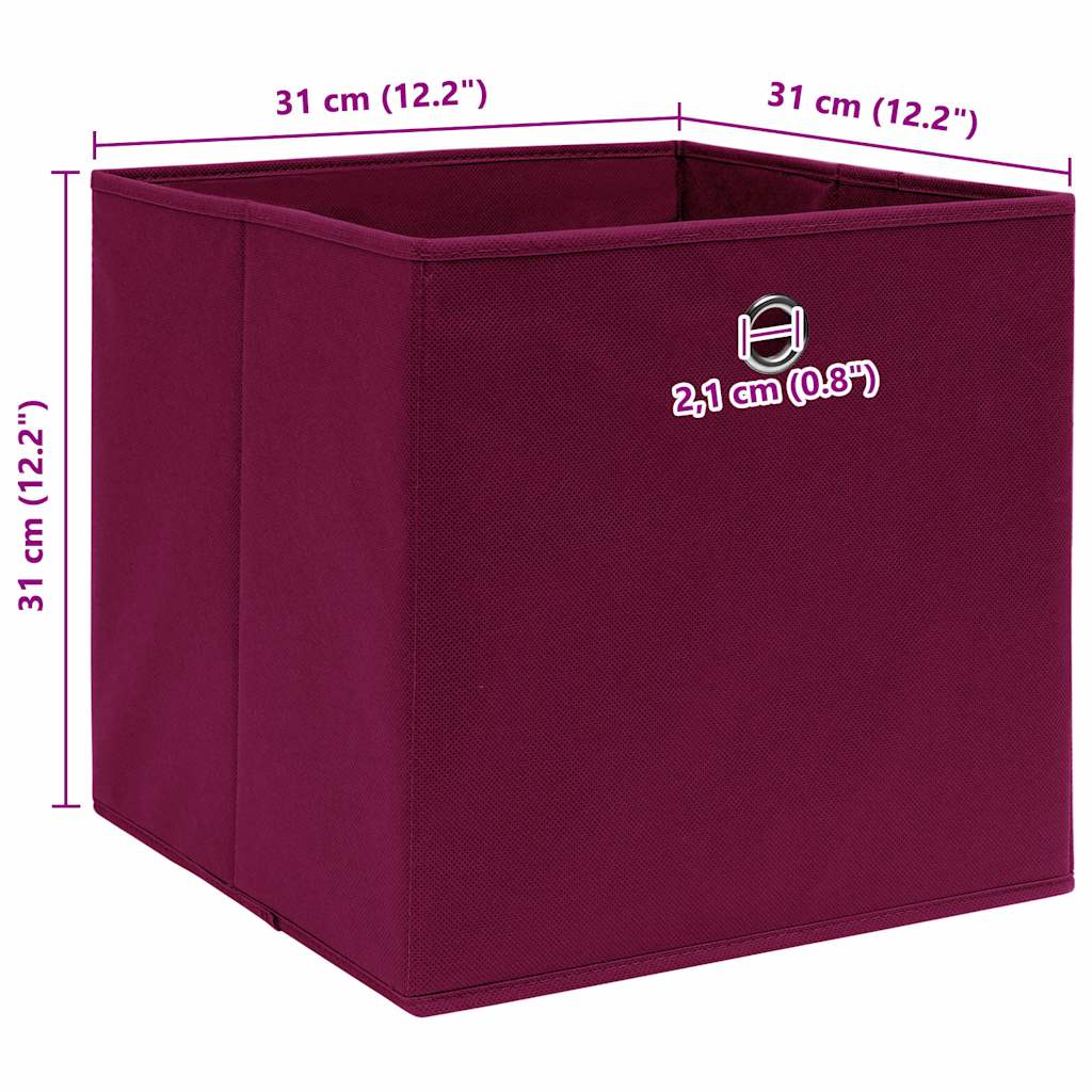 Storage Boxes 10 pcs Dark Red 32x32x32 cm Fabric