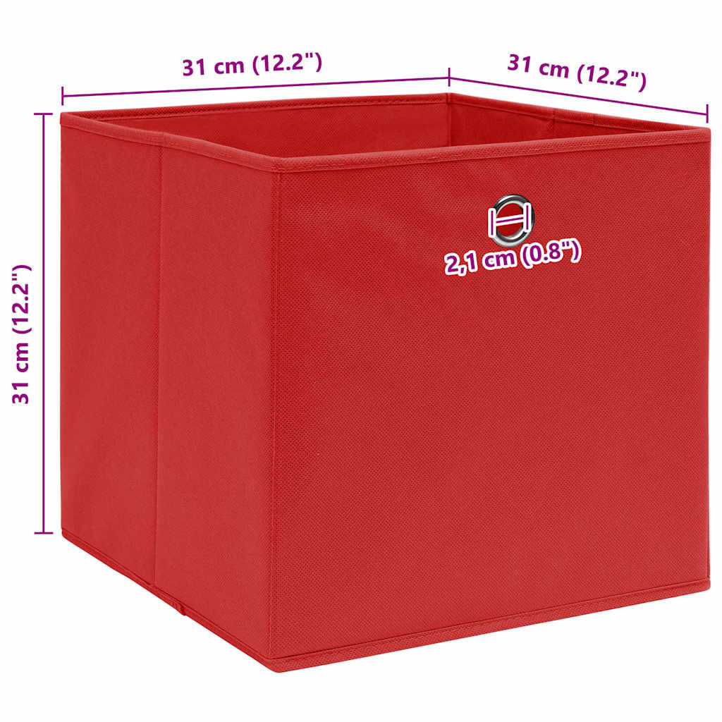 Storage Boxes 10 pcs Red 32x32x32 cm Fabric